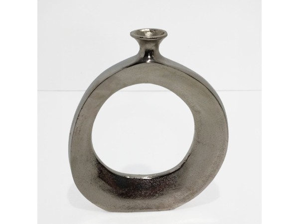 ABSTRACT CIRCLE ΒΑΖΟ 26x4x31cm ΑΛΟΥΜΙΝΙΟ SILVER NICKEL