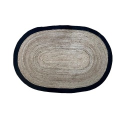 SHYLA ΧΑΛΙ ΣΑΛΟΝΙΟΥ ΟΒΑΛ 140x210cm ΓΙΟΥΤΑ ΦΥΣΙΚΟ ΜΑΥΡΟ ΒΑΜΒΑΚΙ