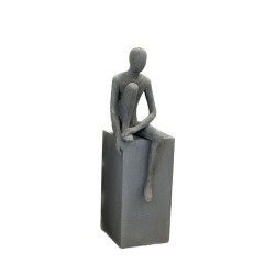 SITTING MAN ΔΙΑΚΟΣΜΗΤΙΚΗ ΦΙΓΟΥΡΑ 20x15x54cm ΤΕΧΝΗΤΗ ΠΕΤΡΑ ΓΚΡΙ