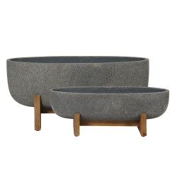 ZINNIA ΚΑΣΠΩ SET 2ΤΜΧ 75x24x32cm ΤΣΙΜΕΝΤΟ ΑΝΘΡΑΚΙ ΦΥΣΙΚΟ ΞΥΛΟ