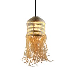 CUBA ΦΩΤΙΣΤΙΚΟ ΟΡΟΦΗΣ 30x30x75cm RATTAN ΦΥΣΙΚΟ