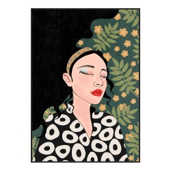 BOTANICAL LADY ΠΙΝΑΚΑΣ ΔΙΑΚΟΣΜΗΣΗΣ 50x70x3cm ΚΑΜΒΑΣ ΠΟΛΥΧΡΩΜΟ ΞΥΛΟ ΜΑΥΡΟ
