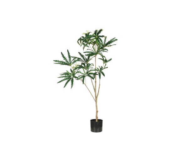 PEACOCK TREE ΔΕΝΤΡΟ ΤΕΧΝΗΤΟ ΣΕ ΓΛΑΣΤΡΑ 120cm PE ΠΡΑΣΙΝΟ ΜΕΤΑΞΩΤΟ ΥΦΑΣΜΑ