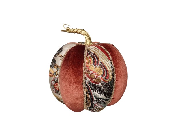 PUMPKIN BROCADE S ΧΡΙΣΤΟΥΓΕΝΝΙΑΤΙΚΟ ΔΙΑΚΟΣΜΗΤΙΚΟ ΚΟΛΟΚΥΘΑ 19x19x20cm FOAM ΠΟΛΥΧΡΩΜΟ ΥΦΑΣΜΑ