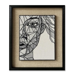 LINEAR GEOMETRY ΠΙΝΑΚΑΣ ΔΙΑΚΟΣΜΗΣΗΣ 60x70x4cm ΧΑΡΤΙ ΛΕΥΚΟ ΜΑΥΡΟ ΜΠΕΖ ΓΥΑΛΙ ΜΑΥΡΟ
