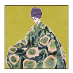 FLORAL LADY ΠΙΝΑΚΑΣ ΔΙΑΚΟΣΜΗΣΗΣ 80x80x5cm ΚΑΜΒΑΣ ΠΟΛΥΧΡΩΜΟ ΞΥΛΟ ΦΥΣΙΚΟ