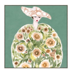 FLORAL LADY ΠΙΝΑΚΑΣ ΔΙΑΚΟΣΜΗΣΗΣ 80x80x5cm ΚΑΜΒΑΣ ΠΟΛΥΧΡΩΜΟ ΞΥΛΟ ΦΥΣΙΚΟ