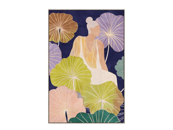 FLOWER LADY ΠΙΝΑΚΑΣ ΔΙΑΚΟΣΜΗΣΗΣ 60x90x5cm ΚΑΜΒΑΣ ΠΟΛΥΧΡΩΜΟ ΞΥΛΟ ΦΥΣΙΚΟ