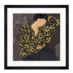 LADY IN PORTRAIT ΠΙΝΑΚΑΣ ΔΙΑΚΟΣΜΗΣΗΣ 43x43x4cm ΓΥΑΛΙ ΠΟΛΥΧΡΩΜΟ ΞΥΛΟ ΜΑΥΡΟ