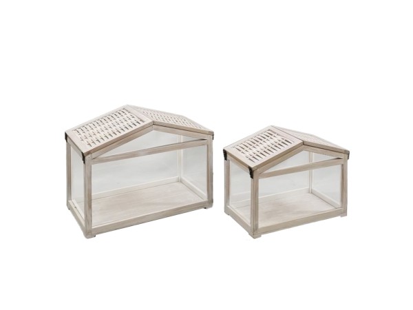 SIKINOS ΦΑΝΑΡΙ 46x26x34cm ΞΥΛΟ ΕΛΑΤΟΥ WHITE WASHED ΓΥΑΛΙ