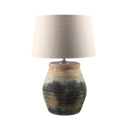 NIKOPOLI ΦΩΤΙΣΤΙΚΟ ΕΠΙΤΡΑΠΕΖΙΟ 33x33x71cm ΚΕΡΑΜΙΚΟ ΜΠΕΖ ΜΑΥΡΟ ΛΙΝΟ ΜΠΕΖ