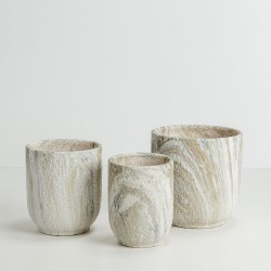 PEDRA ΓΛΑΣΤΡΑ ΣΕΤ 3ΤΜΧ 30x30x31cm ΚΕΡΑΜΙΚΟ ΜΠΕΖ ΛΕΥΚΟ