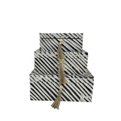 RONAN ΚΟΥΤΙ ΑΠΟΘΗΚΕΥΣΗΣ ΣΕΤ 3ΤΜΧ 38x25x17cm ΞΥΛΟ ΜΑΥΡΟ ΑΣΠΡΟ