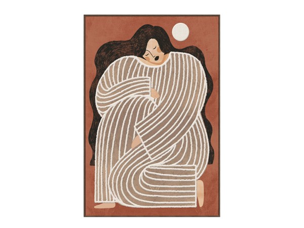 ABBI A ΠΙΝΑΚΑΣ ΔΙΑΚΟΣΜΗΤΙΚΟΣ ΜΕ ΚΟΡΝΙΖΑ 80x120x4cm ΚΑΜΒΑΣ TERRACOTTA ΜΠΕΖ ΚΑΦΕ PS