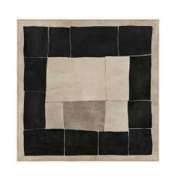 MYSTIC SQUARES ΠΙΝΑΚΑΣ ΔΙΑΚΟΣΜΗΤΙΚΟΣ ΜΕ ΚΟΡΝΙΖΑ 100x100x4cm ΚΑΜΒΑΣ ΜΠΕΖ ΜΑΥΡΟ ΞΥΛΟ