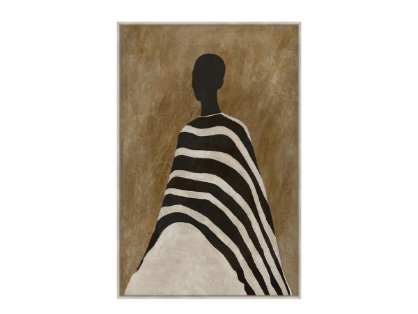 TIMELESS ELEGANCE B ΠΙΝΑΚΑΣ ΔΙΑΚΟΣΜΗΤΙΚΟΣ ΜΕ ΚΟΡΝΙΖΑ 80x120x4cm ΚΑΜΒΑΣ ΚΑΦΕ ΜΠΕΖ PP ΜΑΥΡΟ
