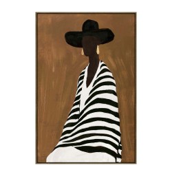 TIMELESS ELEGANCE C ΠΙΝΑΚΑΣ ΔΙΑΚΟΣΜΗΤΙΚΟΣ ΜΕ ΚΟΡΝΙΖΑ 80x120x4cm ΚΑΜΒΑΣ ΚΑΦΕ ΜΠΕΖ PP ΜΑΥΡΟ