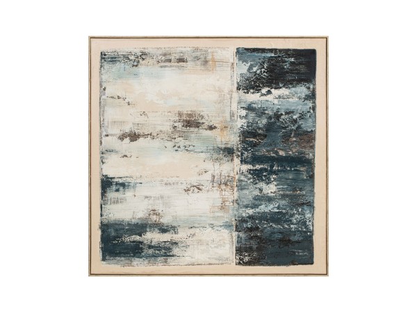 BLACK SEA ΠΙΝΑΚΑΣ ΔΙΑΚΟΣΜΗΤΙΚΟΣ ΜΕ ΚΟΡΝΙΖΑ 80x80x4cm ΚΑΜΒΑΣ BEIGE ΜΑΥΡΟ ΞΥΛΟ ΦΥΣΙΚΟ