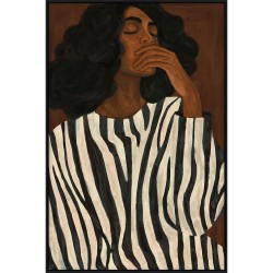 NOCTURNE ΠΙΝΑΚΑΣ ΔΙΑΚΟΣΜΗΤΙΚΟΣ ΜΕ ΚΟΡΝΙΖΑ 80x120x4cm ΚΑΜΒΑΣ ΚΑΦΕ ΠΟΛΥΧΡΩΜΟ ΞΥΛΟ ΜΑΥΡΟ