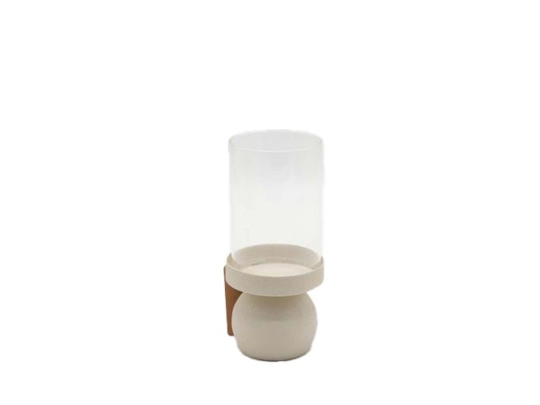 VELA ΚΗΡΟΠΗΓΙΟ 9x9x20cm ΜΕΤΑΛΛΟ ΜΠΕΖ ΓΥΑΛΙ