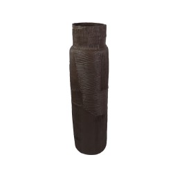HUILE BRUNE ΔΙΑΚΟΣΜΗΤΙΚΟ ΒΑΖΟ 15x15x55cm POLYRESIN ΚΑΦΕ ΣΚΟΥΡΟ