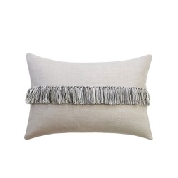 TASSEL ΔΙΑΚΟΣΜΗΤΙΚΟ ΜΑΞΙΛΑΡΙ 60x40cm ΥΦΑΣΜΑ ΛΕΥΚΟ ΓΚΡΙ