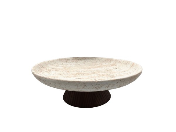 TRAVERTINO ΔΙΣΚΟΣ ΔΙΑΚΟΣΜΗΣΗΣ 30x30x10cm POLYRESIN STONE ΚΑΦΕ ΣΚΟΥΡΟ