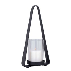 LUMINOUS ΦΑΝΑΡΙ 49x14x23cm ΑΛΟΥΜΙΝΙΟ ΜΑΥΡΟ ΓΥΑΛΙ