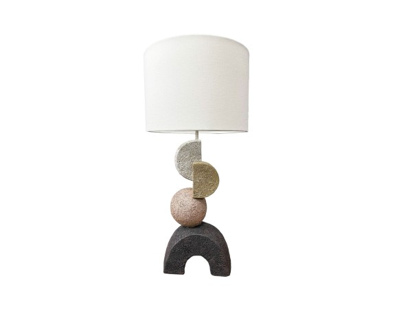 ZENSTONE B ΦΩΤΙΣΤΙΚΟ ΕΠΙΤΡΑΠΕΖΙΟ 31x31x63cm POLYRESIN ΠΟΛΥΧΡΩΜΟ ΥΦΑΣΜΑ ΛΕΥΚΟ