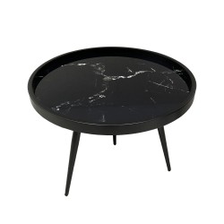 MARM COFFEE TABLE ΜΑΥΡΟ ΜΕ PATTERN ΜΑΥΡΟ 60x60x45cm
