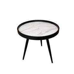 MARM SIDE TABLE ΛΕΥΚΟ ΜΕ PATTERN ΜΑΥΡΟ 49.5x49.5x52cm
