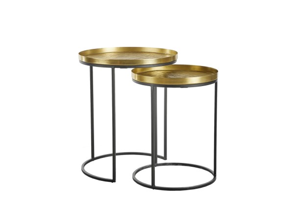 TOTALE SIDE TABLE SET 2ΤΕΜ BRASS ANTIQUE ΜΑΥΡΟ 49x49x56cm TOTALE SIDE TABLE SET 2ΤΕΜ BRASS ANTIQUE ΜΑΥΡΟ 49x49x56cm