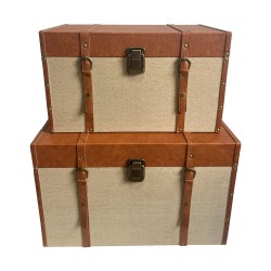 RIND ΜΠΑΟΥΛΑ SET 2ΤΜΧ 64x40x40cm MDF ΜΠΕΖ ΚΑΦΕ ΥΦΑΣΜΑ