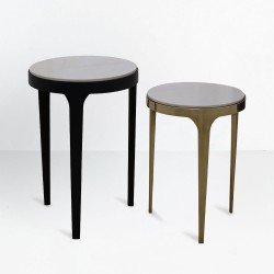 STICKS SIDE TABLE SET 2ΤΕΜ ΛΕΥΚΟ ΜΑΥΡΟ ΧΡΥΣΟ 37x37x54.5cm