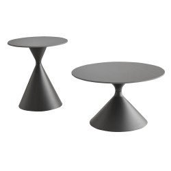 LAVA COFFEE TABLE SET 2ΤΕΜ ΜΑΥΡΟ ΜΑΥΡΟ 70x70x40cm