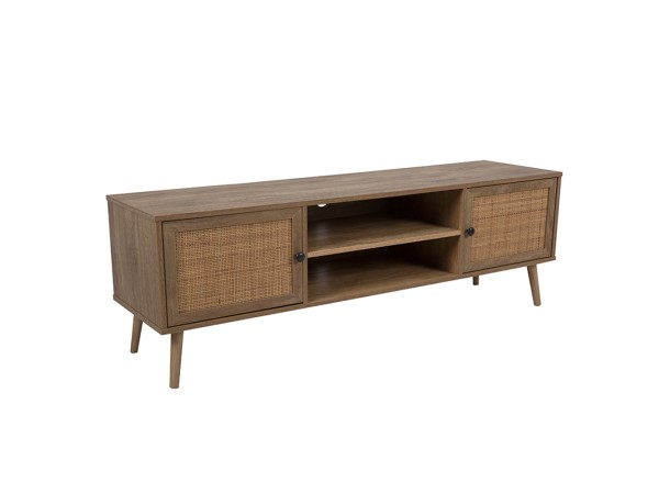 AMMOS TV STAND 2ΠΟΡΤΕΣ ΦΥΣΙΚΟ ΜΕ RATTAN 150x39x49cm