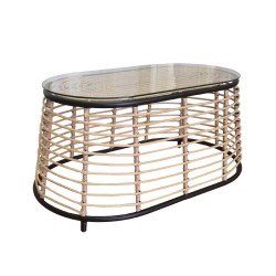 LOOM COFFEE TABLE ΦΥΣΙΚΟ ΜΑΥΡΟ 95x55x45cm