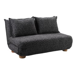FUTON ΚΑΝΑΠΕΣ ΚΡΕΒΑΤΙ 2ΘΕΣΙΟΣ ΑΝΑΔΙΠΛΟΥΜΕΝΟΣ ΓΚΡΙ ΜΑΥΡΟ ΜΕ PATTERN 141x87x76cm