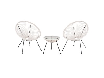 ΣΕΤ ΕΞΩΤΕΡΙΚΟΥ ΧΩΡΟΥ 3ΤΜΧ ACAPULCO HM11861.12 P.E.RATTAN ΛΕΥΚΟ-ΜΕΤΑΛΛΟ ΣΕ ΜΑΥΡΟ