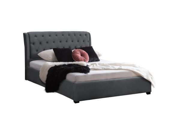 ΚΡΕΒΑΤΙ ODALYS 150X200 ΒΕΛΟΥΔΟ ΥΦΑΣΜΑ ΓΚΡΙ HM549.11 164x223x100 εκ.