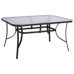 ΤΡΑΠΕΖΙ BRUNO 150X90Χ72Υεκ. ΓΚΡΙ ΜΕΤΑΛΛΙΚΟ ΜΕ ΓΥΑΛΙΝΗ ΕΠΙΦΑΝΕΙΑ HM5145.01