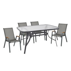 ΣΕΤ ΤΡΑΠΕΖΑΡΙΑΣ 5ΤΜΧ BRUNO HM10729.01 ΚΑΡΕΚΛΕΣ ΜΕΤΑΛΛΙΚΕΣ & ΤΡΑΠΕΖΙ 140x80εκ ΓΚΡΙ