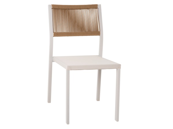 ΚΑΡΕΚΛΑ ΑΛΟΥΜΙΝΙΟΥ ΛΕΥΚΗ ΜΠΕΖ RATTAN & TEXTLINE HM5921.02 46x55,5x83Yεκ.