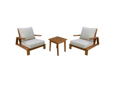 LOUNGE ΣΕΤ MIREX HM10893 ΤΡΑΠΕΖΑΚΙ & 2 ΠΟΛΥΘΡΟΝΕΣ--ΞΥΛΟ ΑΚΑΚΙΑΣ--ΕΚΡΟΥ ΜΑΞΙΛΑΡΙΑ