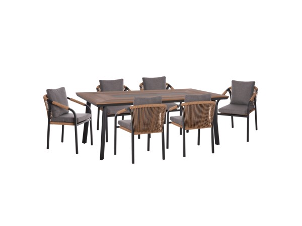 ΣΕΤ ΤΡΑΠΕΖΑΡΙΑΣ 7ΤΜΧ MAERLY HM10826.13 ΑΛΟΥΜΙΝΙΟ & ΜΑΞΙΛΑΡΙΑ ΣΚΟΥΡΟ ΓΚΡΙ--POLYWOOD