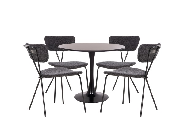 ΣΕΤ ΤΡΑΠΕΖΑΡΙΑΣ 5ΤΜΧ BROLIN HM21200 MDF TOP & ΜΕΤΑΛΛΟ ΜΑΥΡΟ-ΣΚΟΥΡΟ ΓΚΡΙ ΥΦΑΣΜΑ