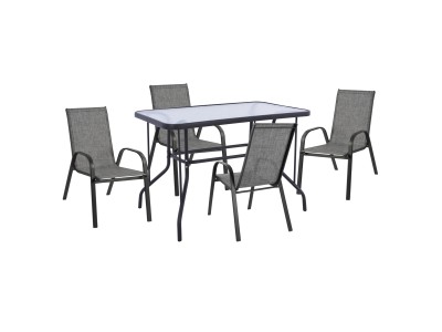 ΣΕΤ ΤΡΑΠΕΖΑΡΙΑΣ 5ΤΜΧ ADAM HM10897.01 ΤΡΑΠΕΖΙ 110x60εκ & 4 ΠΟΛΥΘΡΟΝΕΣ--ΓΚΡΙ