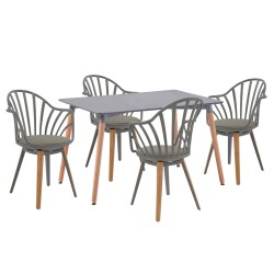 ΣΕΤ ΤΡΑΠΕΖΑΡΙΑΣ 5ΤΜΧ ANAIS HM21176 MDF TOP ΣΕ ΓΚΡΙ--P.P. & PU ΣΕ ΓΚΡΙ
