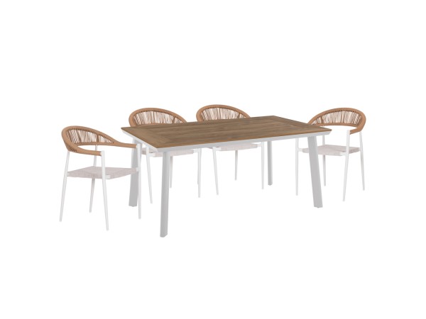 ΣΕΤ ΤΡΑΠΕΖΑΡΙΑΣ 5ΤΜΧ BERG HM10823.01 ΑΛΟΥΜΙΝΙΟ-POLYWOOD-TEXTILENE---ΛΕΥΚΟ