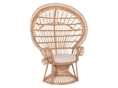 ΠΟΛΥΘΡΟΝΑ ROYAL PEACOCK HM9342 RATTAN ΣΕ ΦΥΣΙΚΟ-ΜΑΞΙΛΑΡΙ ΜΠΕΖ 114x72x150Yεκ.